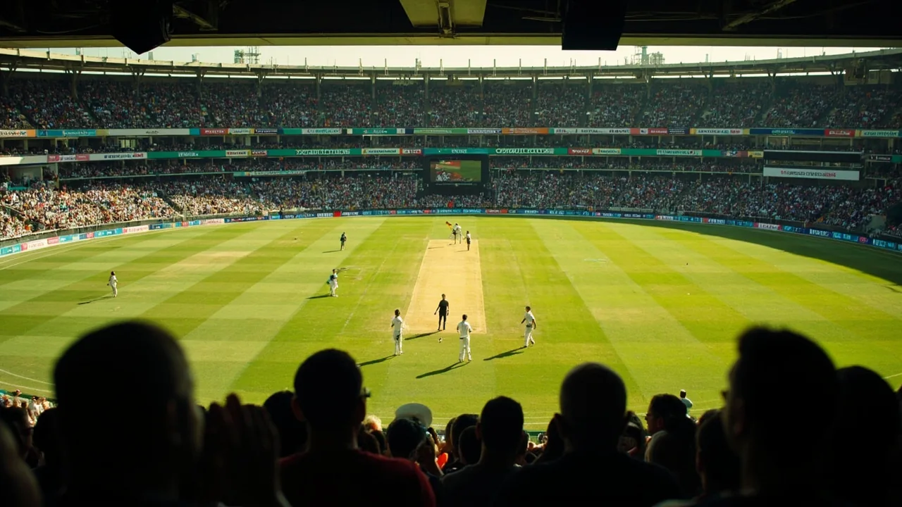 Cricket match action overview used as the matches page editorial cover